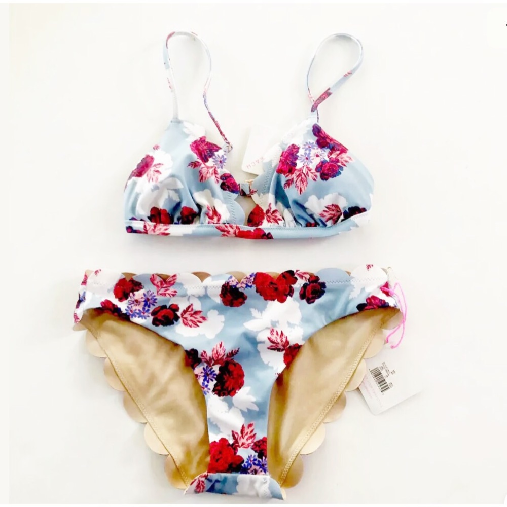 Vanilla Beach Bikini Swim Top Bottoms Set Roses